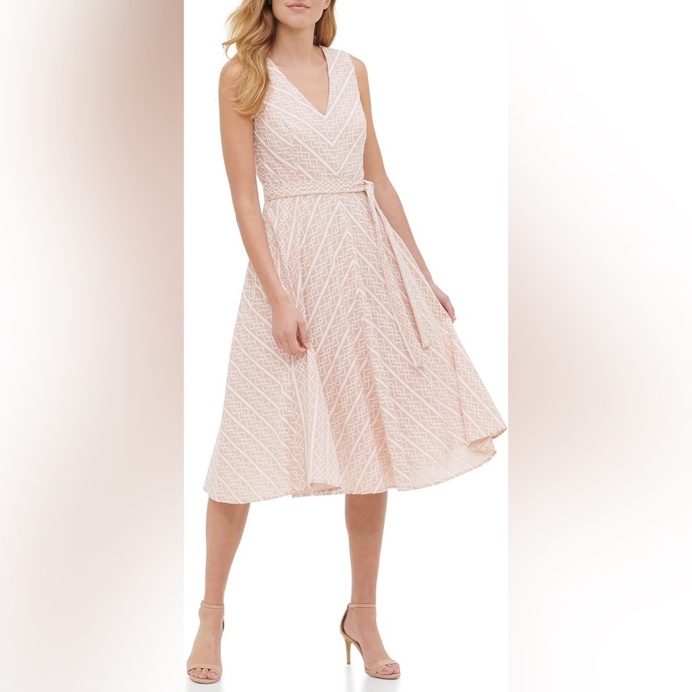 Tommy Hilfiger, Diamond Pattern Cotton Fit & Flare Dress, Size 12, NWT